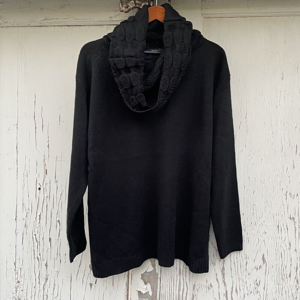 Twiggy London Cowl Neck Cable Knit Sweater Women's Size XL Black Long Sleeve New